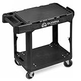 Olympia Tools 2-in-1 Convertible Utility Cart - 500 lbs Capacity, 37 x17 in, Heavy Duty Plastic, Swivel Wheels, Ladder Hook, Flat Top Cart