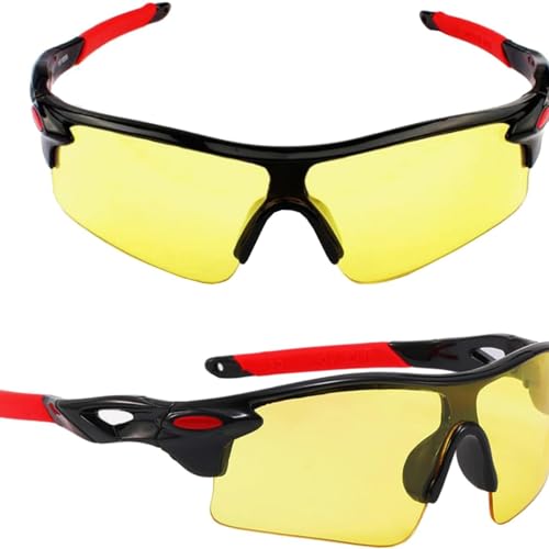 Occhiali da Moto Multifunzionali - Sportivi da Sole, Bici e Notturni per Uomini - Con Lenti Gialle per Ciclismo