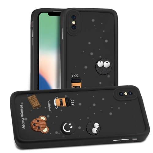 Image of AESTMO Back Case Cover for iPhone X /XS Back Cover | Cute Fun Cartoon 3D Ball | Coffee Silicone Case | Full Body Protection | Camera Protection Back Cover for iPhone X /XS (Black)