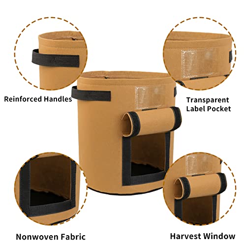 Syruix Potato Grow Bag With Flap, 4 Pack 10 Gallon Garden Vegetables Planter Bags With Handles Harvest Window And Plant Label Pocket, Nonwoven Fabric Planting Pots For Potatoes, Tomato And Vegetables #TOP2