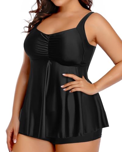 Women's Plus Size Tankini Swimsuit Set with Shorts