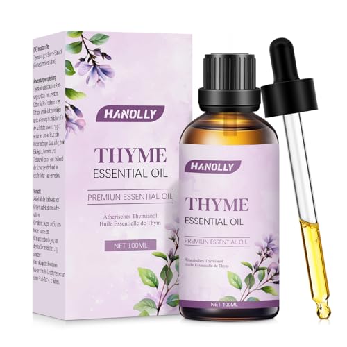 Hanolly Olejek Eteryczny Z Tymianku 100 ml, Naturalny Olejek Tymiankowy, Odpowiedni Do Dyfuzorów Aromaterapeutycznych, Produktów Do Pielęgnacji Skóry I Świec Zapachowych.