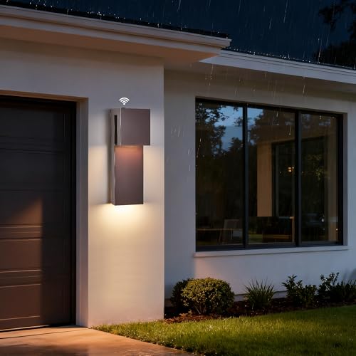 Image of Tarentlight 15IN Outdoor Wall Sconce Fixture,Dusk to Dawn Patio Lights,Waterproof Exterior Lamp,Modern Wall Mounted with 17W 3000K LED, Bronze Finish,Outside Lights for House Front Door Entryway