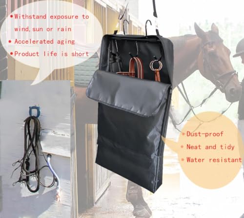 Bolsa de brida impermeable negra con ganchos para guardar arneses de caballo 5