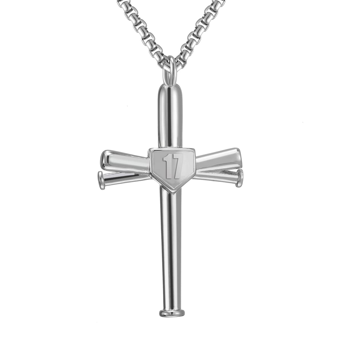RWQIAN Collana da uomo con ciondolo a forma di croce con croce in acciaio inox, per uomo/donna, con ciondolo a forma di mazza da baseball, idea regalo per fan del baseball