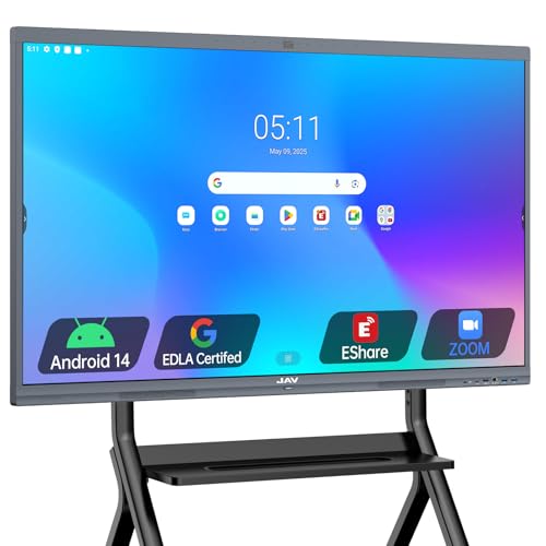 Image of JAV 86 Inch Smart Board 4K UHD Interactive Whiteboard with EDLA Certification Built-in Android OS for Classroom Office Home Digital Display 8+128 GB for Hybrid Work (86 Inch)