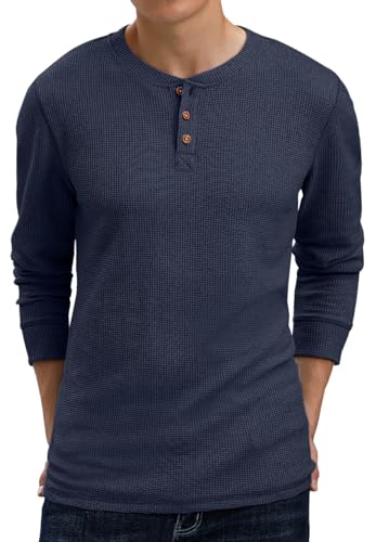 Sailwind Men's Waffle Henley Shirts Long Sleeve Button T-Shirt Casual Stylish Lightweight Pullover Shirt3