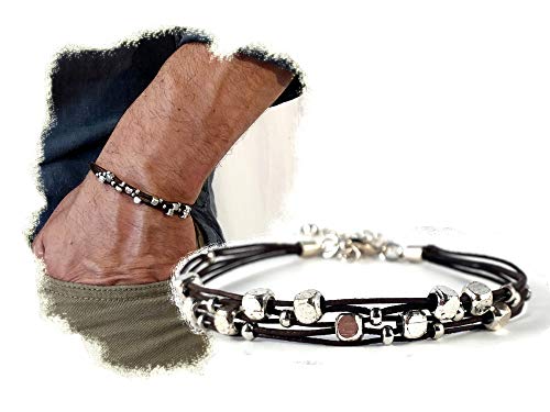 Bracelet multi-brins en cuir idée cadeau idéale avec inserts métalliques