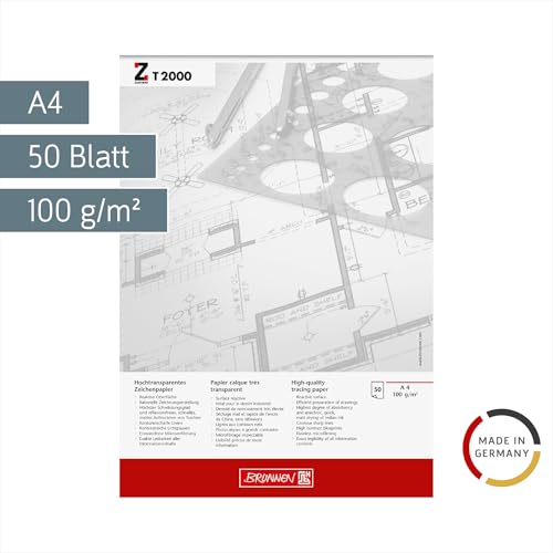 Papier calque Brunnen A4 bloc 50 feuilles 100g pour dessin, plan et croquis - 2