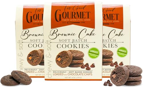 Brownie Cake Batter Cookies by Too Good Gourmet, 3-Pack, Soft &amp; Chewy Small Batch Cookies with Chocolate Chips, Premium Treats for Parties, Gifts, Snacks