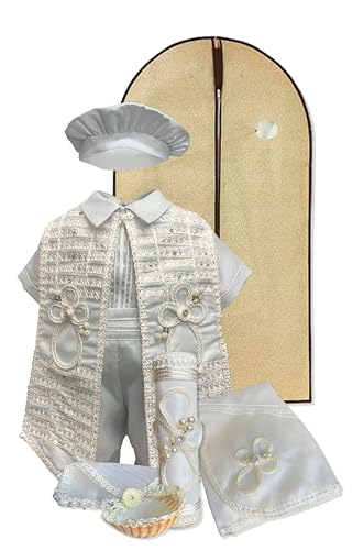 Toallas, Watch Princesita Mia Kit Bautizo Niño Elegante Más Kit Vela Y Sábana: Mod Misael (Perla, T2: 12-24 Meses)