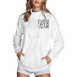 Generisch Chaleco reflectante para mujer, diseño de cuello alto, sudadera con capucha estampada para mujer, cálida, Blanco, XL