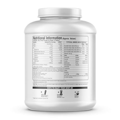 Image of MB Muscle Builder's Whey 80 Protein Supplement Powder With Digestive Enzyme | BCAA | Whey Protein | - (Chocolate, 4.4 Lbs)