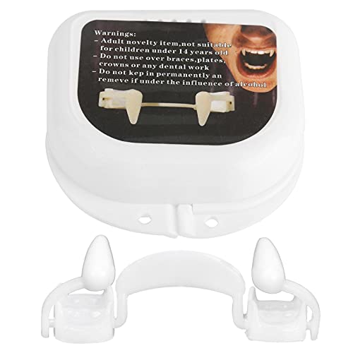 QIRG Vampire Fangs Halloween Retractable Plastic Silicone Horrifying Vampire Fangs Teeth Realistic Reusable Scary Costume Decoration Fake False Teeth for Themed Party Cosplay Carnival(X2479)