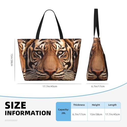 Beach Bags For Women Large Waterproof Sandproof Beach Tote Bag Lightweight Zipper Carry On Bag 3d Tiger Head Pool Bag For Gym Travel Vocation4