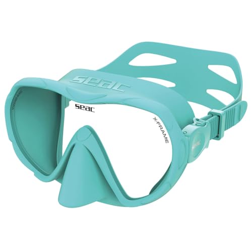 Máscara de buceo SEAC X-Frame Tiffany sin marco con vidrio templado de 4 mm de bajo volumen