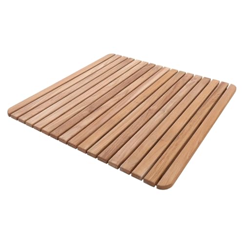 Nordic Style Premium Teak Shower and Bath Mat for Indoor and Outdoor Use - Non-Slip Wooden Platform...