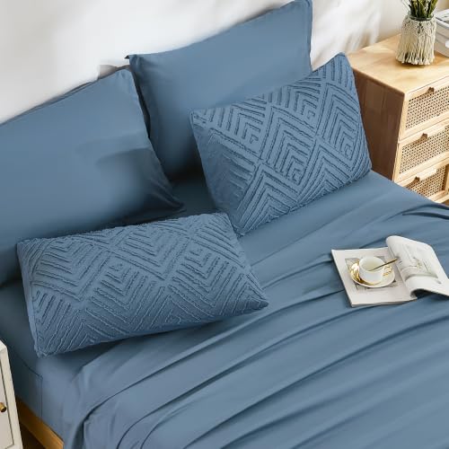 Image of Andency California King Comforter Set Ocean Blue - 7 Pieces Bed in a Bag Cal King Bedding Comforter Sets, Tufted Lightweight Fluffy Bed Set with Comforter, Sheets, Pillowcases & Shams