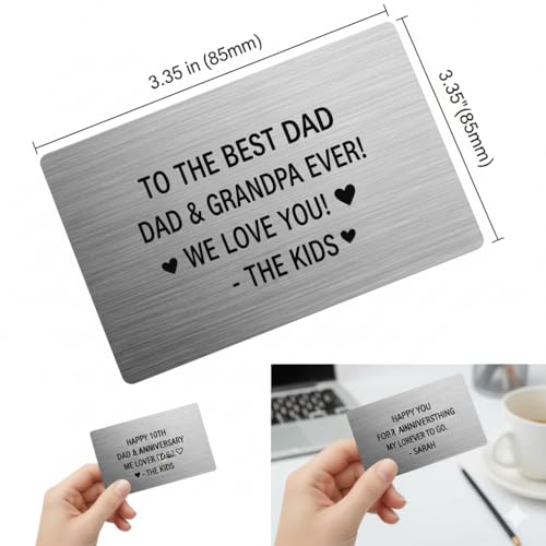 Generic Personalized Text Engraving Wallet Insert Card (Silver) - Unisex Adults - Classic - Love - Does not bend or warp easily3