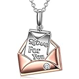 💎 Estilo de Moda: Todos tienen una carta de amor en su corazón que no se puede enviar. "Love for you" grabado en el papel de carta de plata, y una chispa de circonita Swarovski en el sobre de oro rosa, moda pero delicada. Es una excelente manera de pasar tu amor.