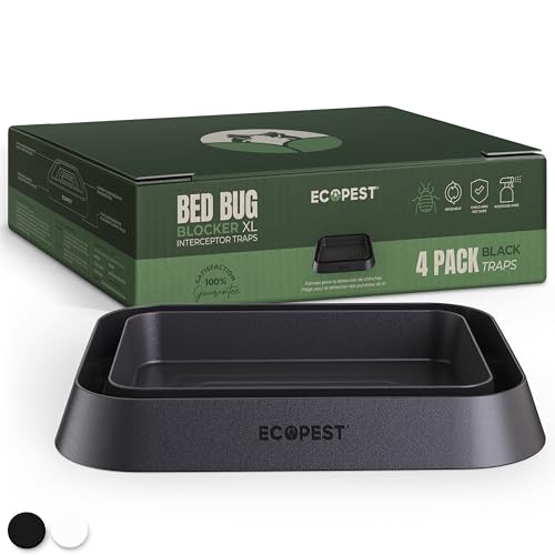 Bed Bug Interceptors &ndash; 4 Pack | Bed Bug Blocker (XL) Interceptor Traps (Black) | Extra Large...