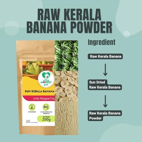 Image of Little Moppet Foods Raw Kerala Banana Powder - 200g |Made by a doctor Mom| No Additives and Preservatives | Free from Added Salt and Sugar | Prepared from Sundried Raw Kerala Nendran Banana | Fibre-Rich | Easily digestible | Kannankaya Powder