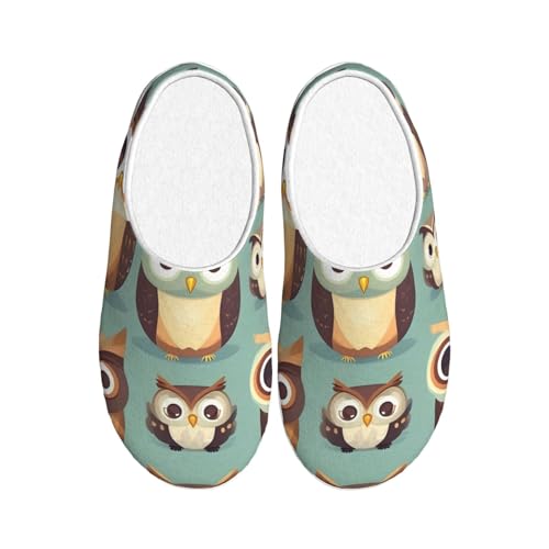 Chaussons d'hiver antidérapants et chauds à motif hibou EdWal