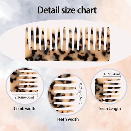Large Hair Detangling Comb - Wide Tooth Comb Cellulose Detangler Combs for Women Thick Curly Wavy Wet Dry Hair 2 Pack (Tortoise Shell, Ivory) - Image 5
