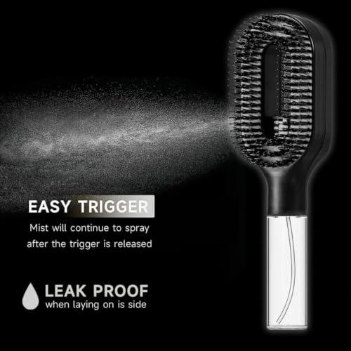 Image of 2-in-1 Spray Comb for Hair, Water Spray Detangling Brush with Built-In Mist Bottle, Anti-Frizz Wet Hair Brush for Men, Women & Kids Ideal for Long, Thick & Curly Hair (Black)