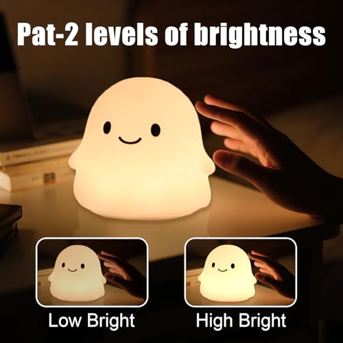 Image of Rytinazzz Halloween Ghost Night Light, 50-Hour Battery & Pat Control, Cute Squishy Lamp for Kids Room Decor, USB Rechargeable with Timer, Cute Home Decor