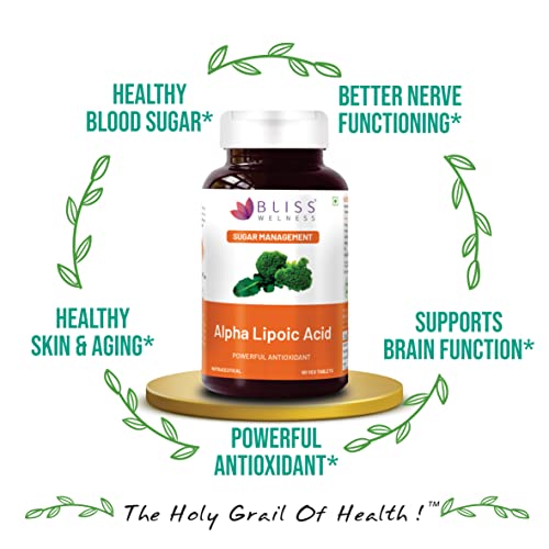 Image of Bliss Welness Alpha Lipoic Acid | Natural & Pure R Type ALA | Universal Antioxidant Liver Health Energy Booster Blood Sugar Management Supplement (Pack of 2 (120 Tablets))