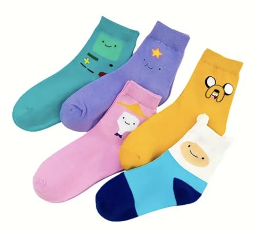 Adventure Juego de 5 pares de calcetines tobilleros, talla de adulto 3-7, regalo para fanáticos de Adventure Time, multicolor