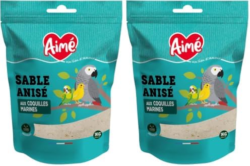 Aime Fond de Cage Sable Anisé pour Oiseaux 1,150 Kg (Lot de 2)