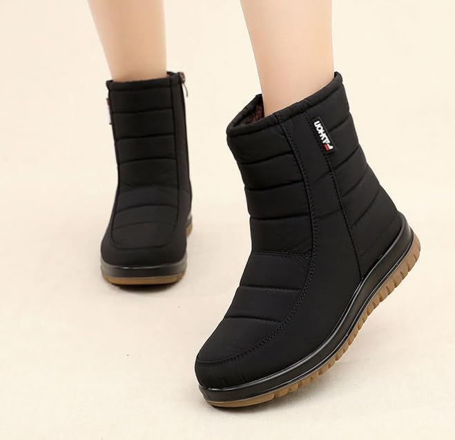 Women's Winter Snow Boots - Lightweight Warm Fur Lined Waterproof Slip-On Ankle Booties, Anti-Slip Sneaker-Style Footwear for Cold Weather​
