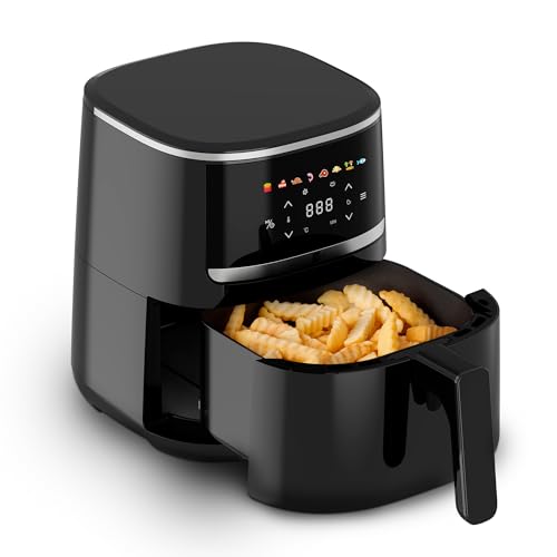 aeco COMPACT AirFryer 4,3 Liter, Heißluftfritteuse mit digitalem Touch-Display, 1500 Watt,...