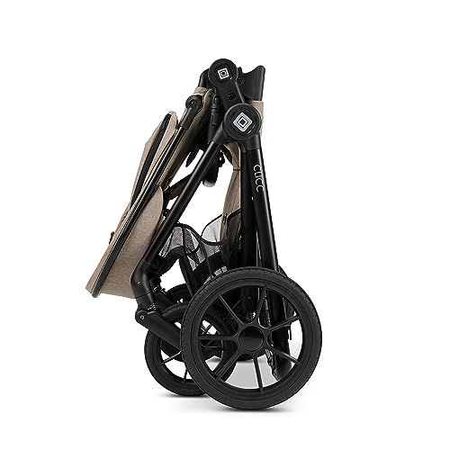 MOON 2 in 1 Kombi-Kinderwagen CLICC, Mud/Melange, mit Wanne und Sportwagen Sitz, bis 22 kg, faltbar mit Sportsitz, inkl. Wickeltasche, Fußsack, Regenschutz und Adapter, Kollektion 2024