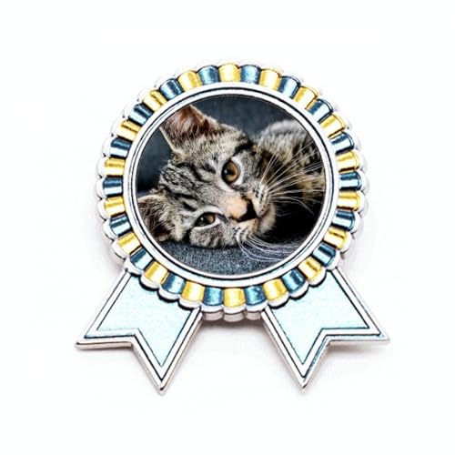 Broche chat à rayures en métal taille M pour personnaliser vos vêtements