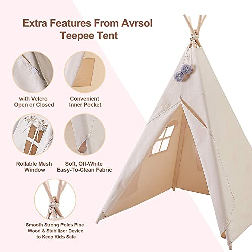 Avrsol Teepee Tent For Kids Gift 2 Pompoms 3.15" - Kids Foldable Teepee Play Tent (Natural) #TOP2