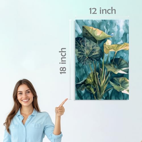Image of SiddArtify Tropical Botanical Art Prints Set - Teal - Gold - Coral Leaves - Flowers - Sticker - 12x18 Inch - Pack of 6 Wall Room Decoration art Poster Prints