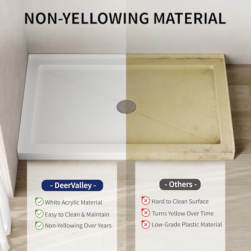 Image of DeerValley 48 inchL X 30 inchW Center Drain Shower Base in White