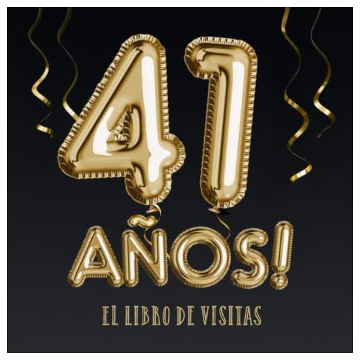 41 años - El libro de visitas: Decoración para el 41 cumpleaños – Regalos para hombre y mujer - 41 años - Edición Globos Oro Negro - Libro de firmas para felicitaciones y fotos de los invitados