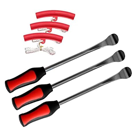 FYIYI Tire Spoons Levers Bike/Motorcycle Tire Repair Tool Kit, 3 Pcs 11.5" Hardened Steel Iron with 3 Rim Protectors,6- Piece Set Cover