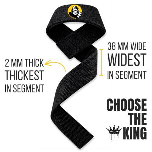 Image of Muscleape Weight Lifting Straps with Padded Wrist Support for Men & Women, Deadlift Straps for Gym, Grip Support Straps for Weightlifting, Pull Ups,Rows & Strength Training. (Black)
