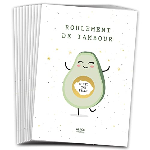 aliceandberry Lot 10 cartes à gratter annonce sexe bébé fille - Gender Reveal fille - Carte surprise grossesse babyshower - c'est une petite fille Cover