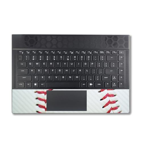 Image of MightySkins Carbon Fiber Skin Compatible with Alienware X14 R2 (2023) Full Wrap Kit - Baseball Closeup | Protective, Durable Textured Carbon Fiber Finish | Easy to Apply | Made in The USA