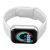SUNGOOYUE Orologio Fitness Intelligente, Rilevatore di attività per Monitoraggio del Sonno con Conteggio dei Passi, Distanza Brucia Calorie, Impermeabile IP65 per Donne Uomini IOS (Argento Bianco)