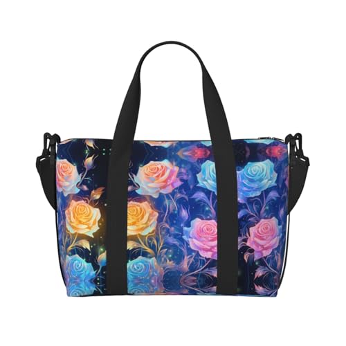 Travel Bag for Weekend Trips, Airplane Carry-On with Adjustable Strap, Cute Roses (1)2