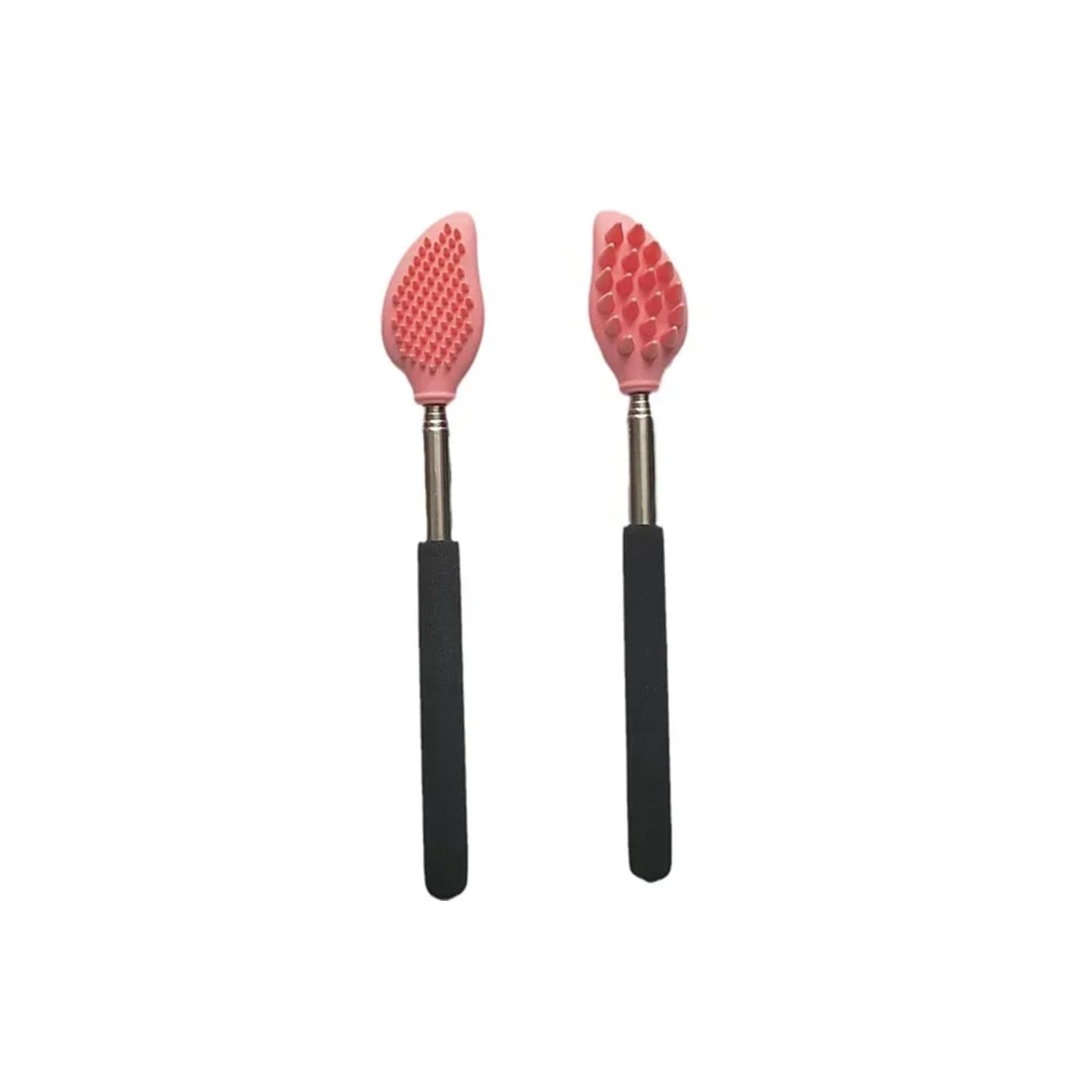 Cepillo Interdental 2Pcs Itch Scraper Massager Tool Silicone Massage Brush Telescopic Back Scratcher Cleaning Scrubber Extendable(Pink)