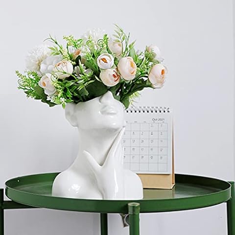 Lazyspace Face Flower Pot Head Planter Pot-Head Face Planter Cute Human Head Face Girl Shaped Vase, Creative Human Shaped Plant Planters for Desktop, Home Decoration Cover