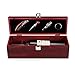 True 0385 Premium Corkscrew Opener Kit, Drip Ring, and Wine Pourer and Stopper in Wood Case with Padded Insert, Cherry